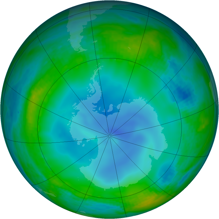 Antarctic ozone map for 23 June 1988